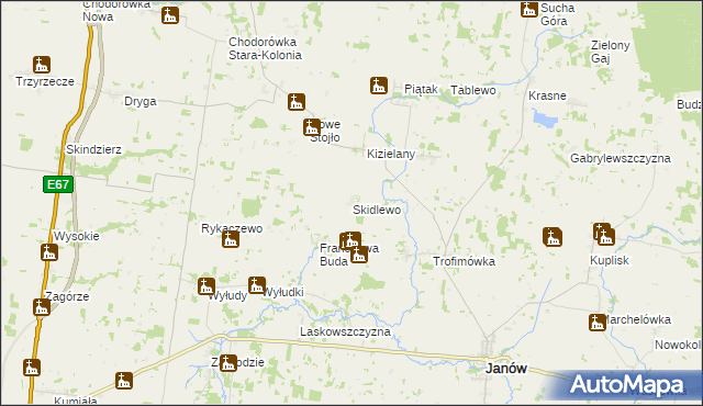 mapa Skidlewo, Skidlewo na mapie Targeo