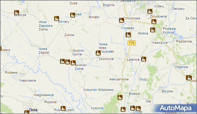 mapa Skorocice, Skorocice na mapie Targeo