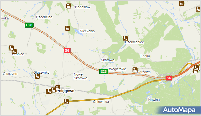 mapa Skórowo, Skórowo na mapie Targeo