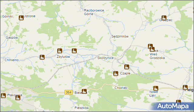 mapa Skorzynice, Skorzynice na mapie Targeo