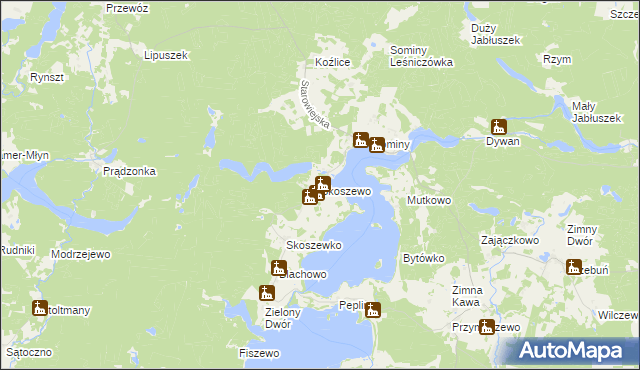 mapa Skoszewo gmina Brusy, Skoszewo gmina Brusy na mapie Targeo