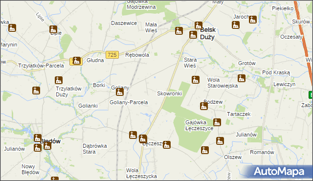 mapa Skowronki gmina Belsk Duży, Skowronki gmina Belsk Duży na mapie Targeo