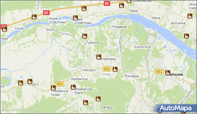 mapa Skrzeszew gmina Wieliszew, Skrzeszew gmina Wieliszew na mapie Targeo