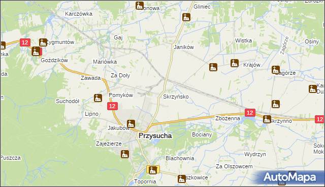 mapa Skrzyńsko, Skrzyńsko na mapie Targeo