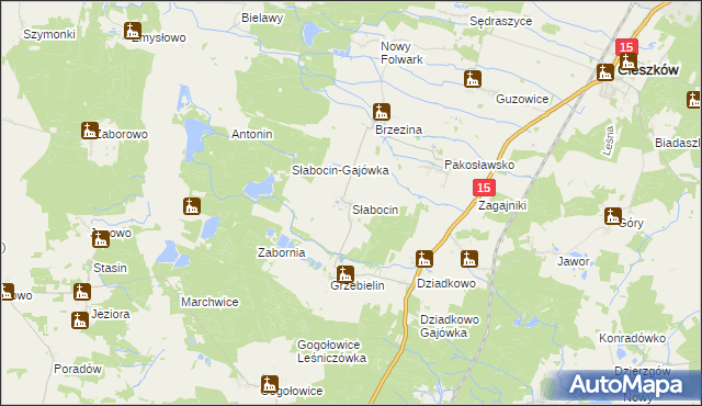 mapa Słabocin, Słabocin na mapie Targeo