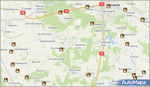 mapa Śladków Duży, Śladków Duży na mapie Targeo