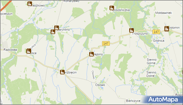mapa Słajsino, Słajsino na mapie Targeo