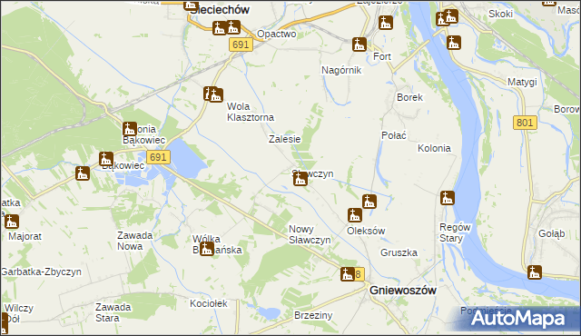 mapa Sławczyn, Sławczyn na mapie Targeo