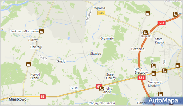 mapa Sławiec Dworski, Sławiec Dworski na mapie Targeo