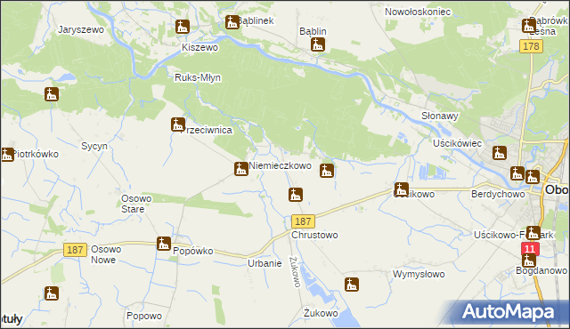 mapa Sławienko gmina Oborniki, Sławienko gmina Oborniki na mapie Targeo