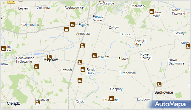 mapa Sławków gmina Regnów, Sławków gmina Regnów na mapie Targeo