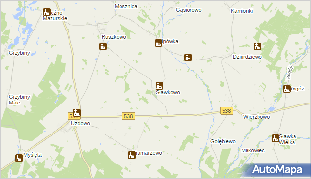 mapa Sławkowo gmina Działdowo, Sławkowo gmina Działdowo na mapie Targeo