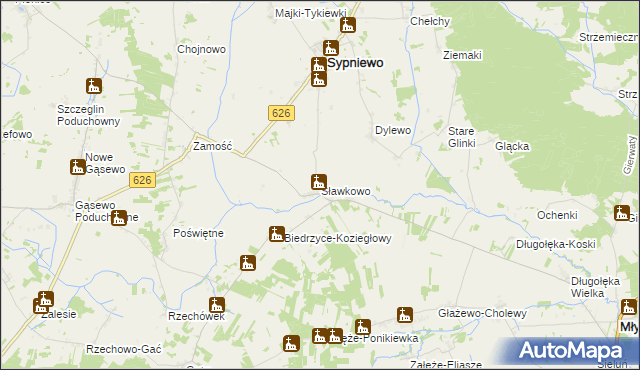 mapa Sławkowo gmina Sypniewo, Sławkowo gmina Sypniewo na mapie Targeo