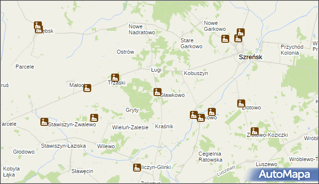 mapa Sławkowo gmina Szreńsk, Sławkowo gmina Szreńsk na mapie Targeo