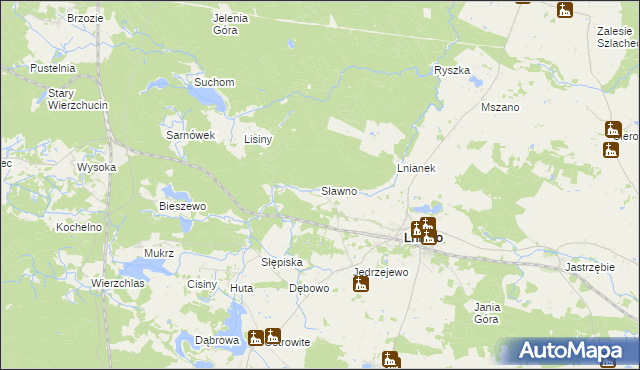 mapa Sławno gmina Cekcyn, Sławno gmina Cekcyn na mapie Targeo