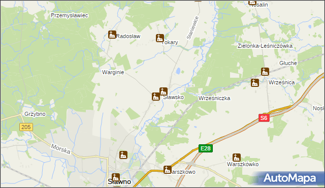 mapa Sławsko, Sławsko na mapie Targeo