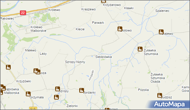 mapa Śledziówka gmina Stary Targ, Śledziówka gmina Stary Targ na mapie Targeo