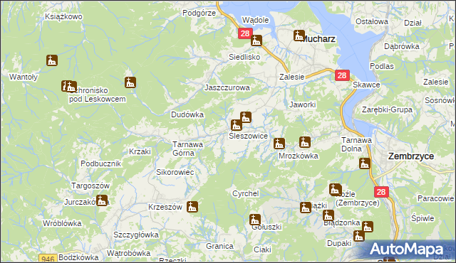 mapa Śleszowice, Śleszowice na mapie Targeo