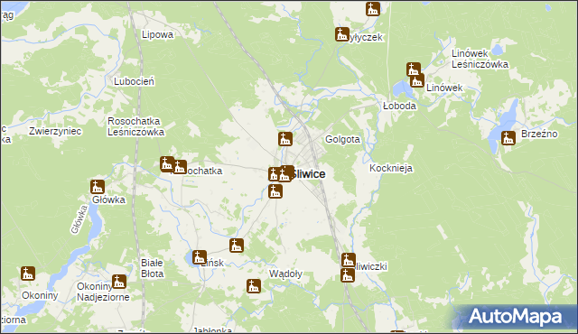 mapa Śliwice powiat tucholski, Śliwice powiat tucholski na mapie Targeo