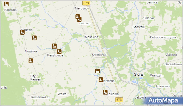 mapa Słomianka gmina Sidra, Słomianka gmina Sidra na mapie Targeo