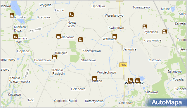 mapa Słomkowo gmina Wierzbinek, Słomkowo gmina Wierzbinek na mapie Targeo