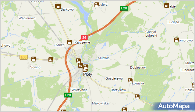 mapa Słudwia, Słudwia na mapie Targeo