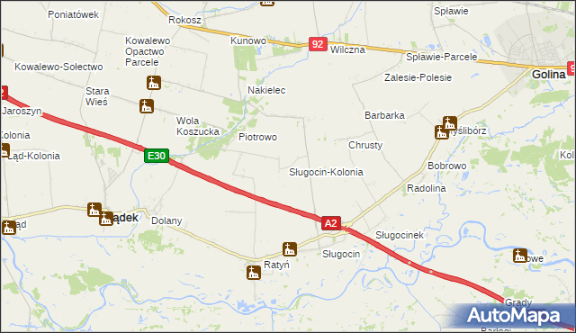 mapa Sługocin-Kolonia, Sługocin-Kolonia na mapie Targeo