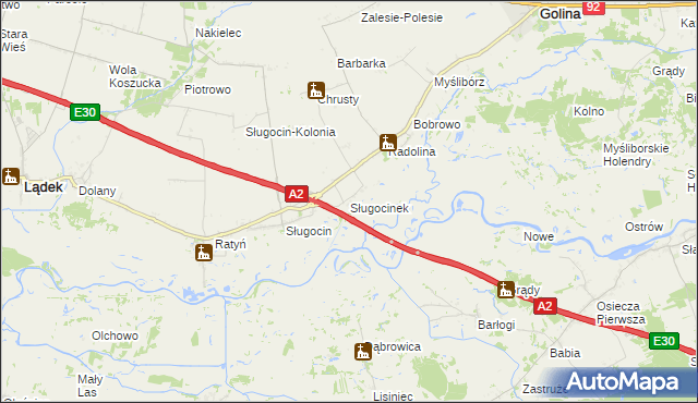 mapa Sługocinek, Sługocinek na mapie Targeo