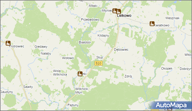 mapa Słup gmina Lelkowo, Słup gmina Lelkowo na mapie Targeo