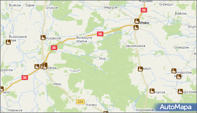 mapa Słup gmina Wińsko, Słup gmina Wińsko na mapie Targeo