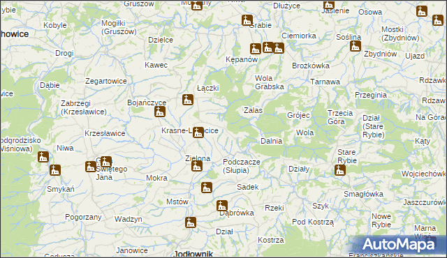 mapa Słupia gmina Jodłownik, Słupia gmina Jodłownik na mapie Targeo