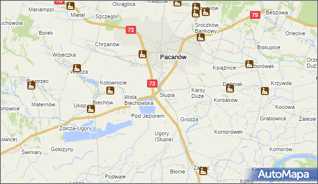 mapa Słupia gmina Pacanów, Słupia gmina Pacanów na mapie Targeo
