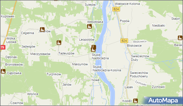 mapa Słupia Nadbrzeżna, Słupia Nadbrzeżna na mapie Targeo