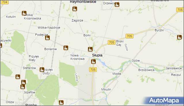 mapa Słupia powiat skierniewicki, Słupia powiat skierniewicki na mapie Targeo