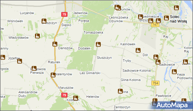 mapa Słuszczyn, Słuszczyn na mapie Targeo