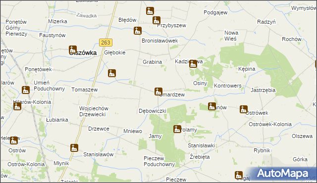 mapa Smardzew gmina Grabów, Smardzew gmina Grabów na mapie Targeo