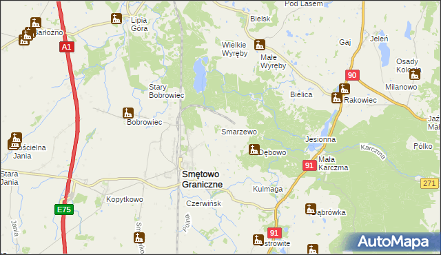 mapa Smarzewo, Smarzewo na mapie Targeo