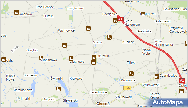mapa Śmiłowice gmina Choceń, Śmiłowice gmina Choceń na mapie Targeo