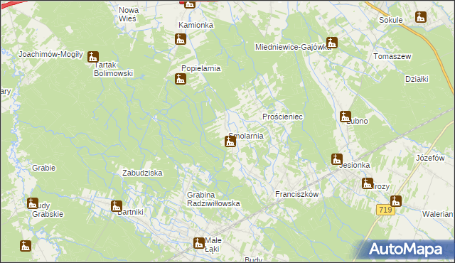 mapa Smolarnia gmina Wiskitki, Smolarnia gmina Wiskitki na mapie Targeo