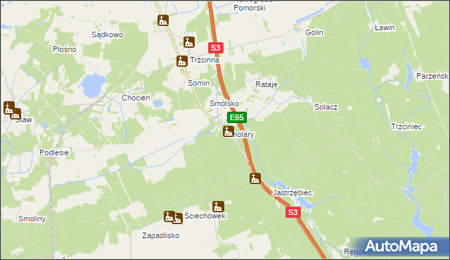 mapa Smolary gmina Nowogródek Pomorski, Smolary gmina Nowogródek Pomorski na mapie Targeo