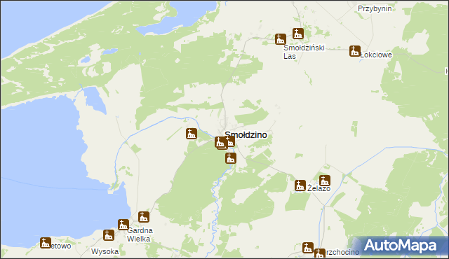 mapa Smołdzino powiat słupski, Smołdzino powiat słupski na mapie Targeo