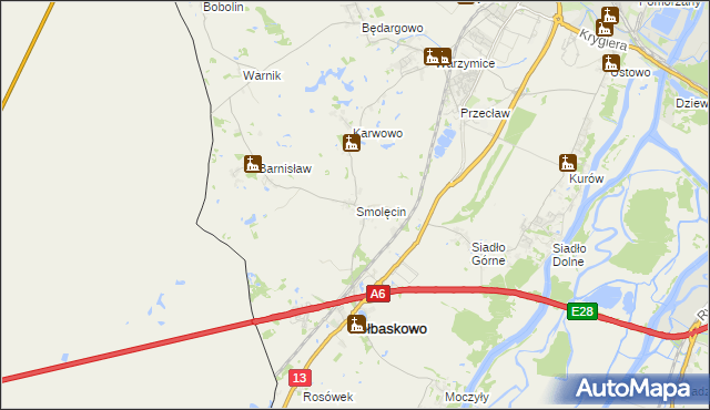 mapa Smolęcin gmina Kołbaskowo, Smolęcin gmina Kołbaskowo na mapie Targeo