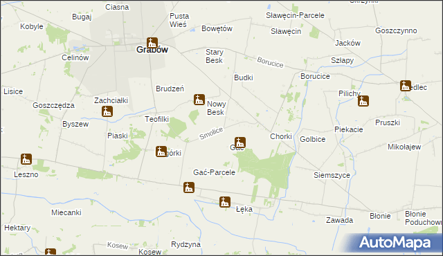 mapa Smolice gmina Grabów, Smolice gmina Grabów na mapie Targeo