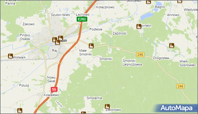 mapa Smolniki gmina Szubin, Smolniki gmina Szubin na mapie Targeo
