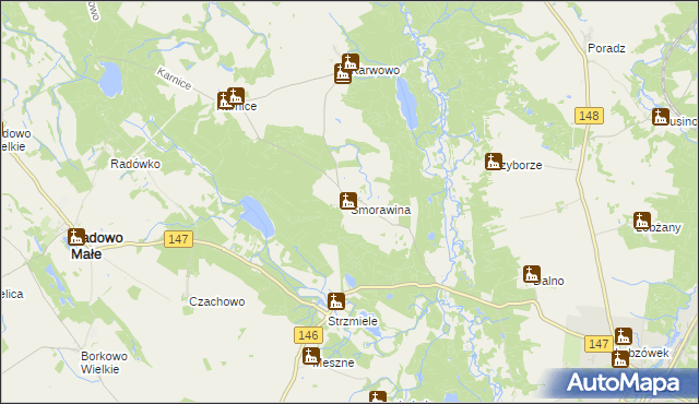 mapa Smorawina, Smorawina na mapie Targeo