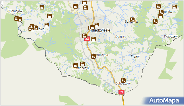 mapa Smreczyna, Smreczyna na mapie Targeo