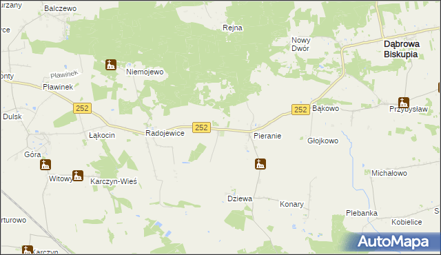 mapa Sobiesiernie gmina Dąbrowa Biskupia, Sobiesiernie gmina Dąbrowa Biskupia na mapie Targeo