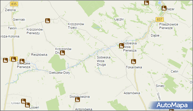 mapa Sobieska Wola Druga, Sobieska Wola Druga na mapie Targeo