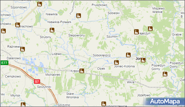 mapa Soboklęszcz gmina Joniec, Soboklęszcz gmina Joniec na mapie Targeo