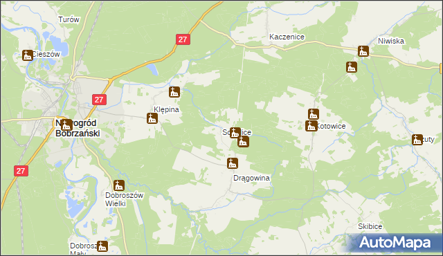 mapa Sobolice gmina Nowogród Bobrzański, Sobolice gmina Nowogród Bobrzański na mapie Targeo